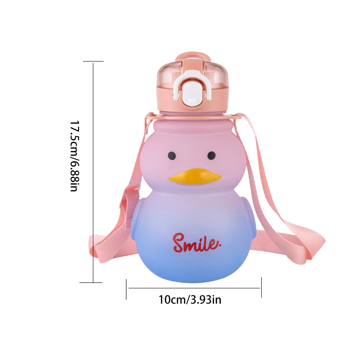 650ml Kawaii Duck Water Bottle with Straw – BPA-Free Leakproof