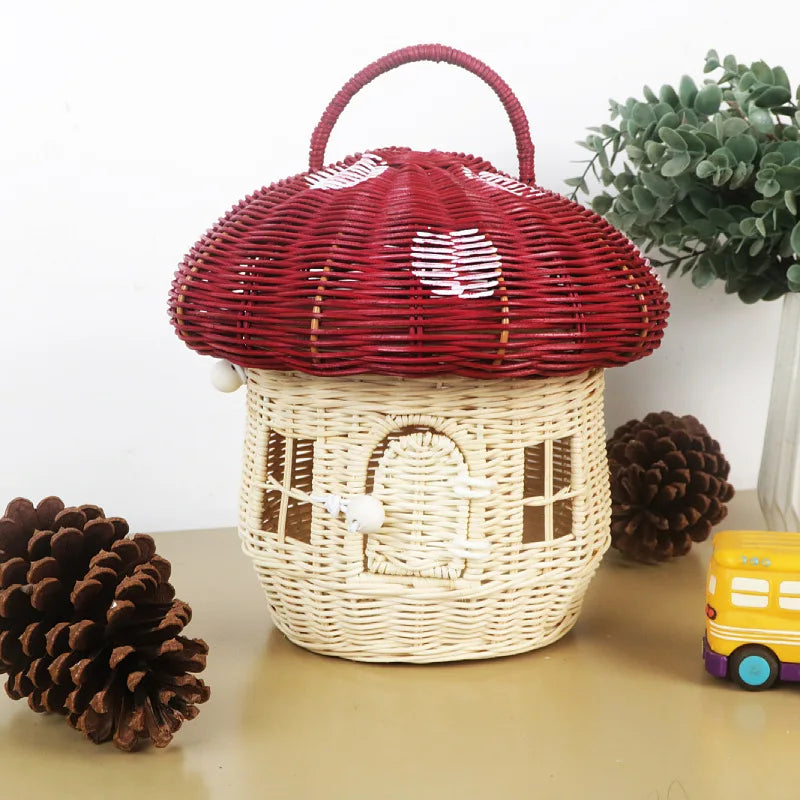 Acorn Handbag Handmade Rattan Mushroom Storage Box Children's Toy