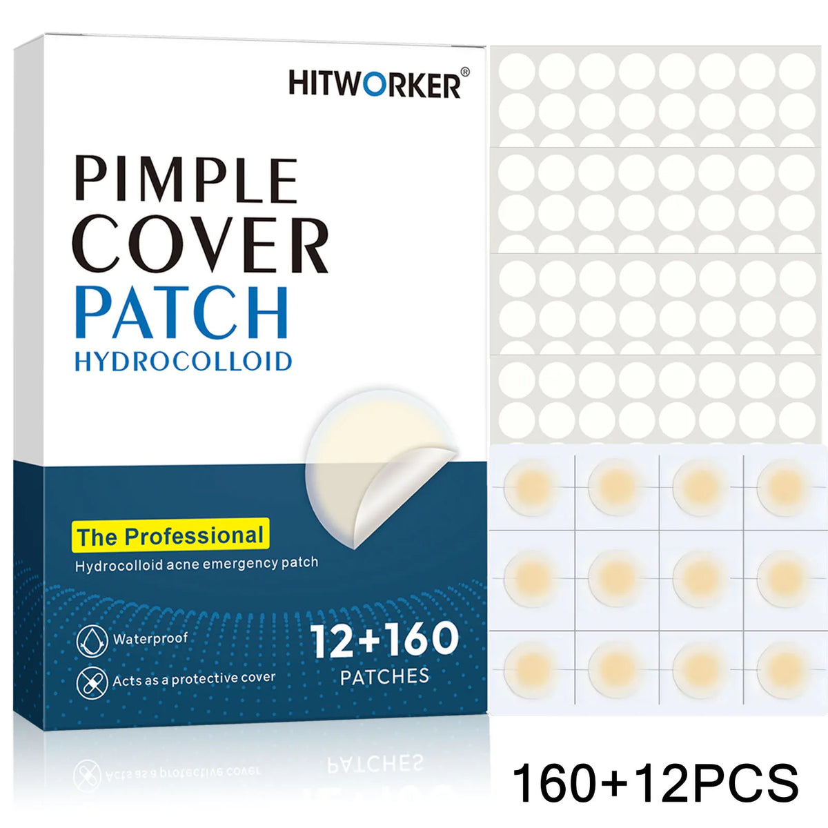 172-Piece Hydrocolloid Acne Patches – Invisible & Waterproof