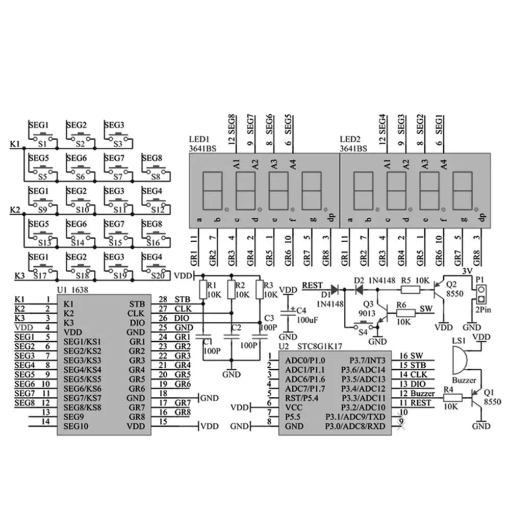 LED Calculator DIY Kit – 51 Microcontroller Soldering Practice