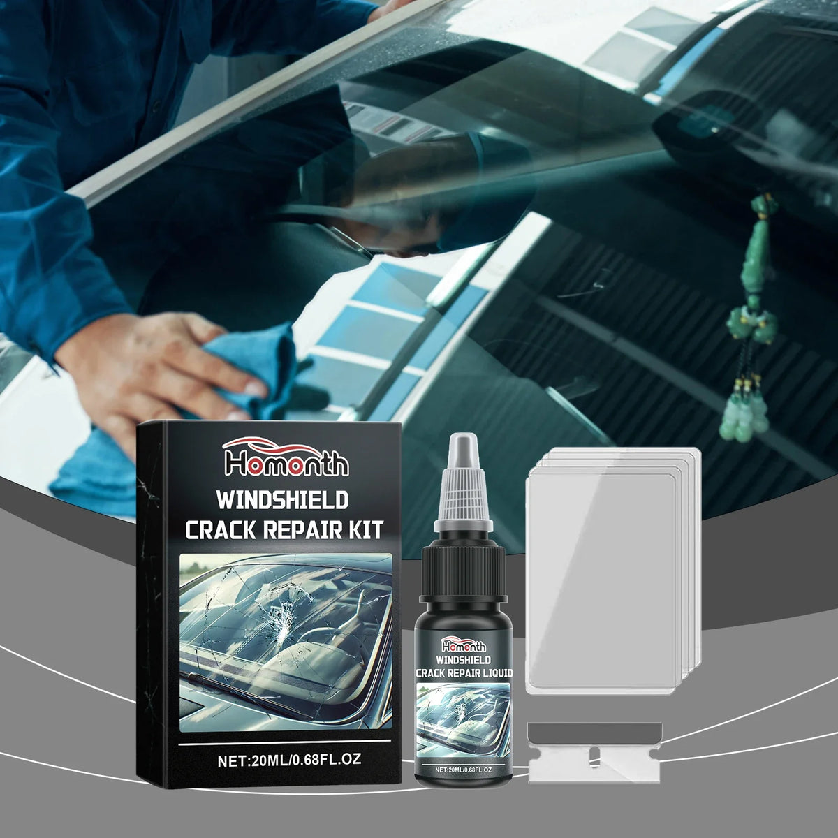 Windshield Glass Crack Repair Kit | Clear Adhesive 20ml