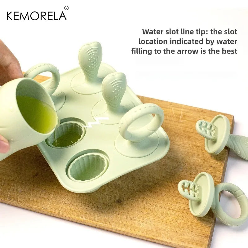 KEMORELA 6-Cavity Baby Popsicle Silicone Mold | Homemade Ice Pops