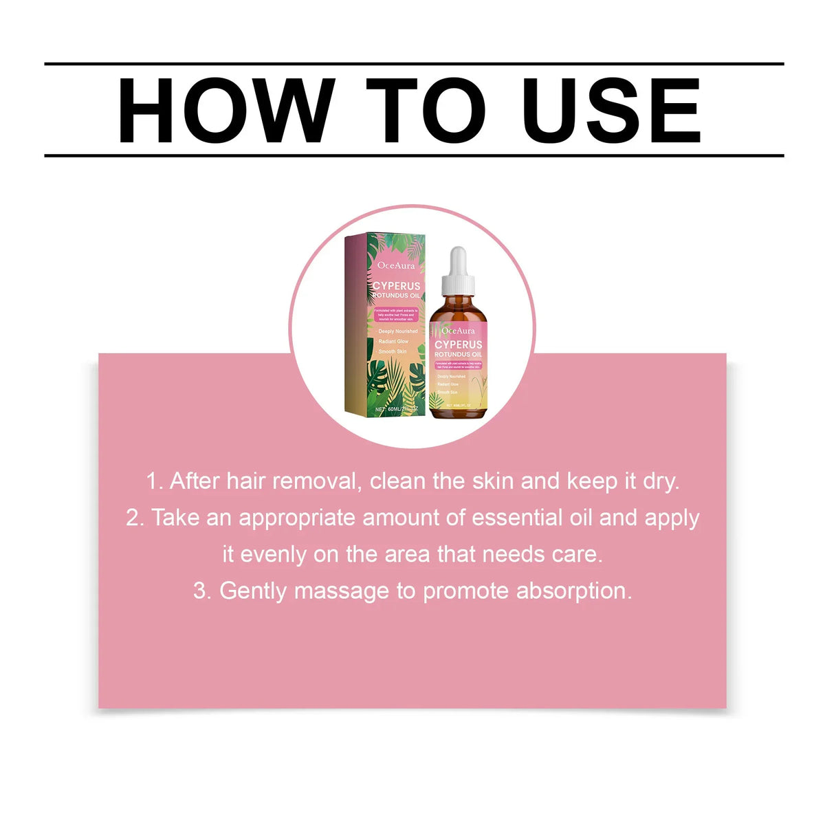 Oceaura Natural Cyperus Rotundus Oil Hair Removal Serum Armpit Legs