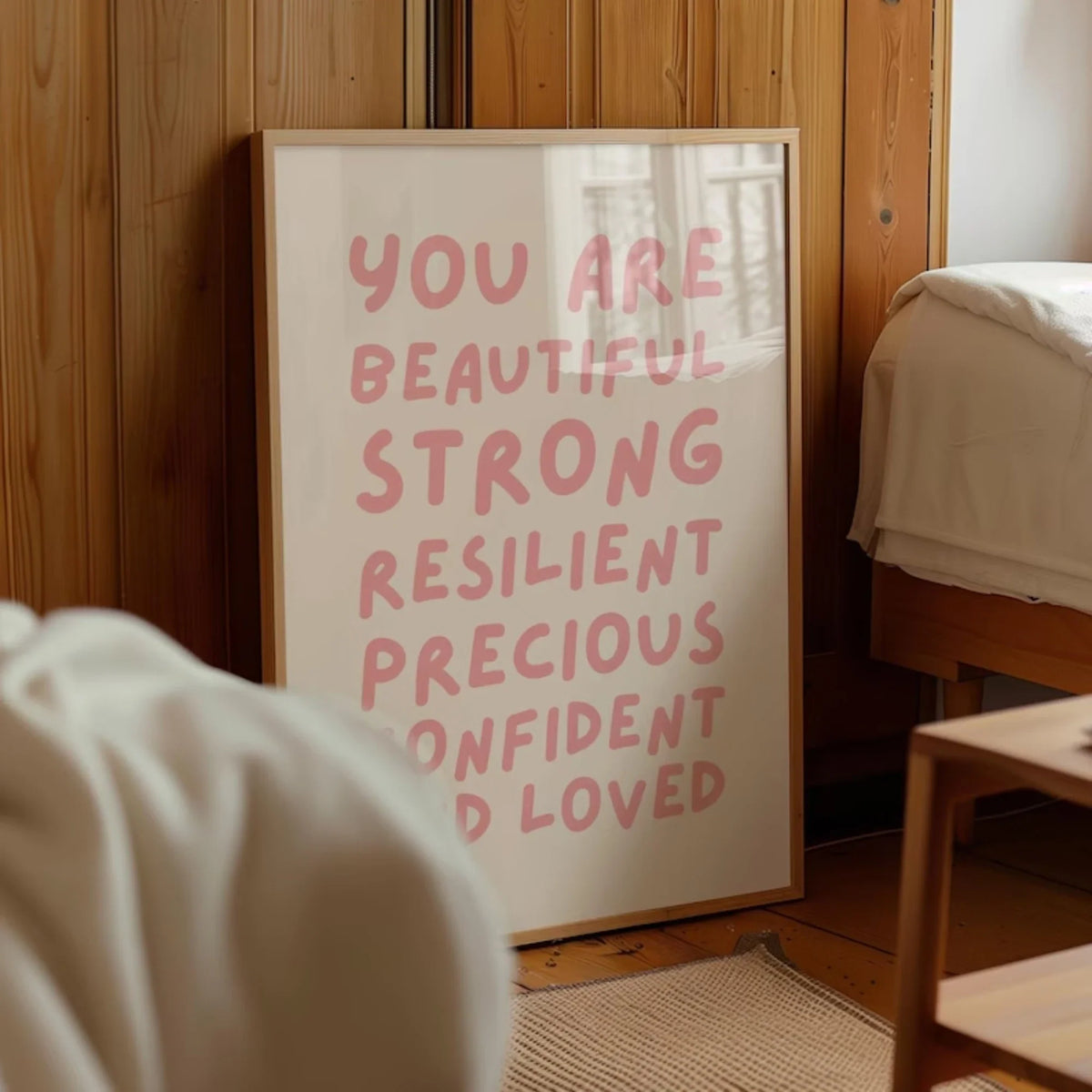 "You Are Beautiful" Affirmation Canvas Wall Art – Girls Decor