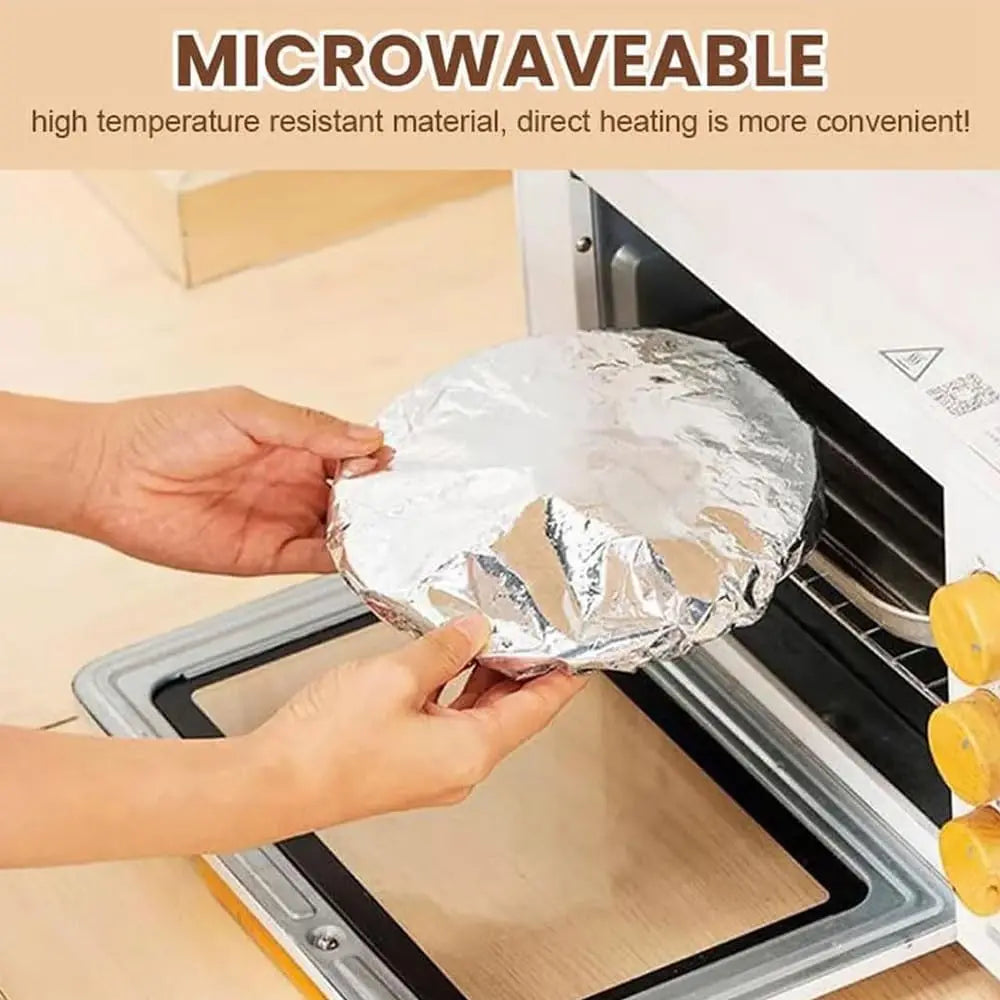 Reusable Aluminum Foil Food Covers – Stretch Lids for Plates & Bowls