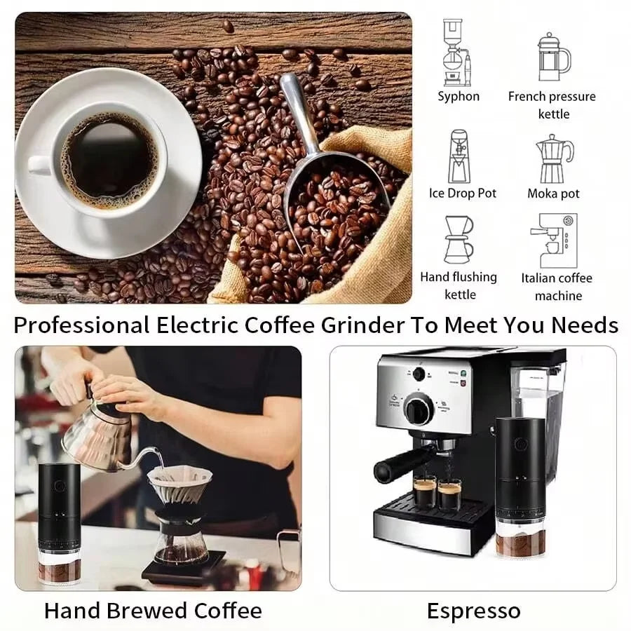 HOMEFISH Electric Burr Coffee Grinder | 38-Level Type-C Rechargeable