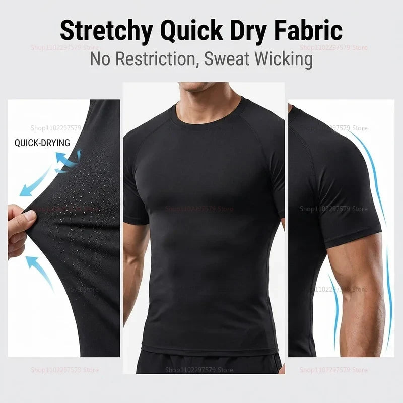 Men's Quick-Dry Stretch Running T-Shirt | Fitness Sports Top