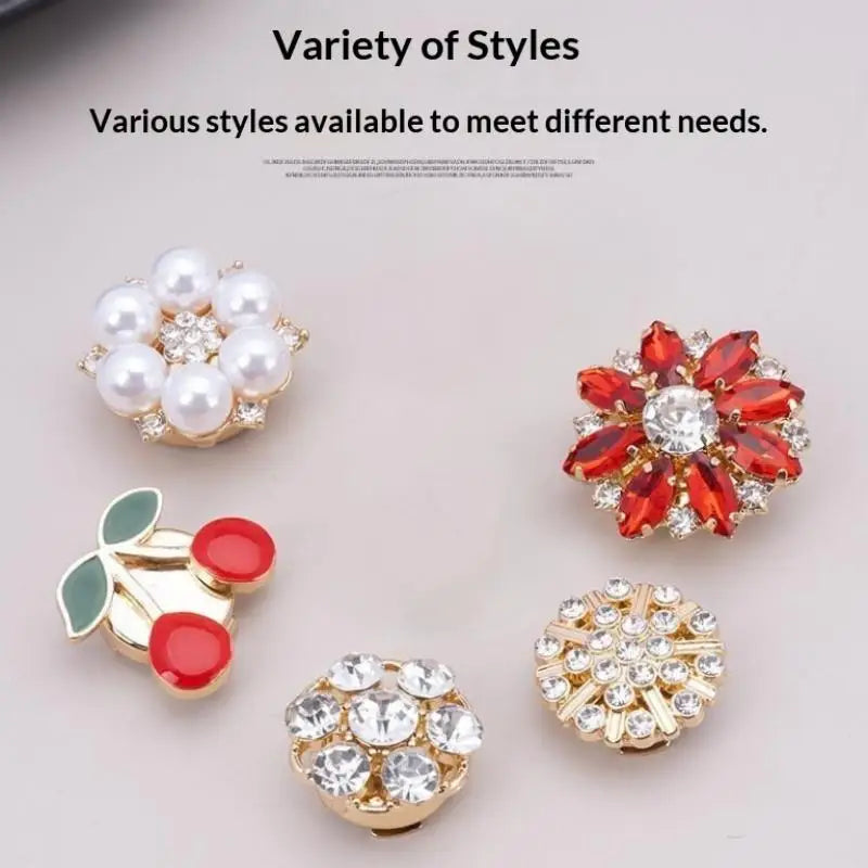 Crystal Pearl Clip-On Button Covers | DIY Shirt & Blouse Decor