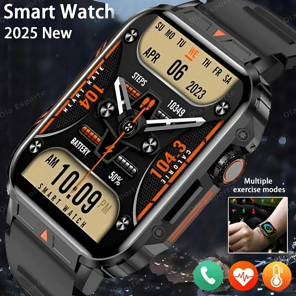 Military Smartwatch – Bluetooth Call, Heart Rate & SpO2 Monitor