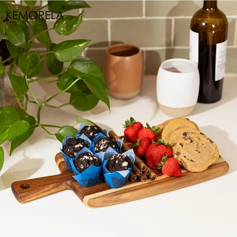 Acacia Wood Cutting Board with Handle | Meat, Cheese & Charcuterie