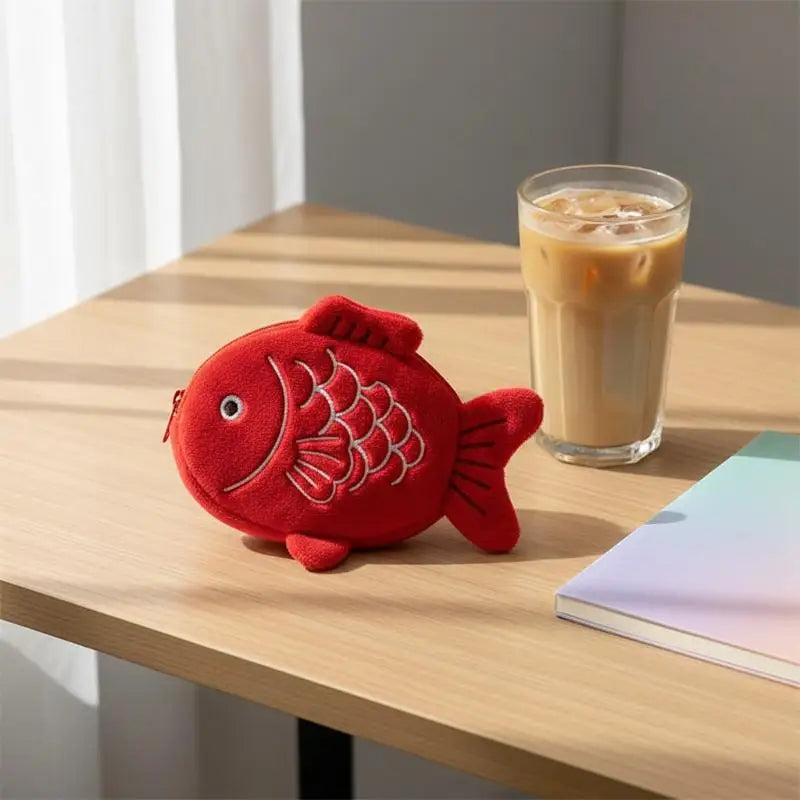 Koi Fish Plush Coin Purse – Cute Zipper Wallet & Earbud Pouch