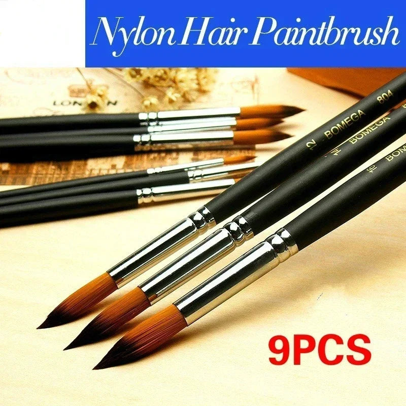 Long Handle Nylon Watercolor Brush Acrylic Painting Brushes Gouache