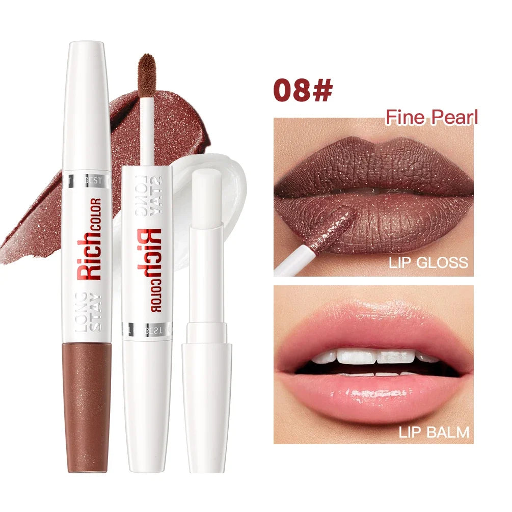 QiBest 8-Color Matte Liquid Lipstick & Hydrating Lip Balm Duo