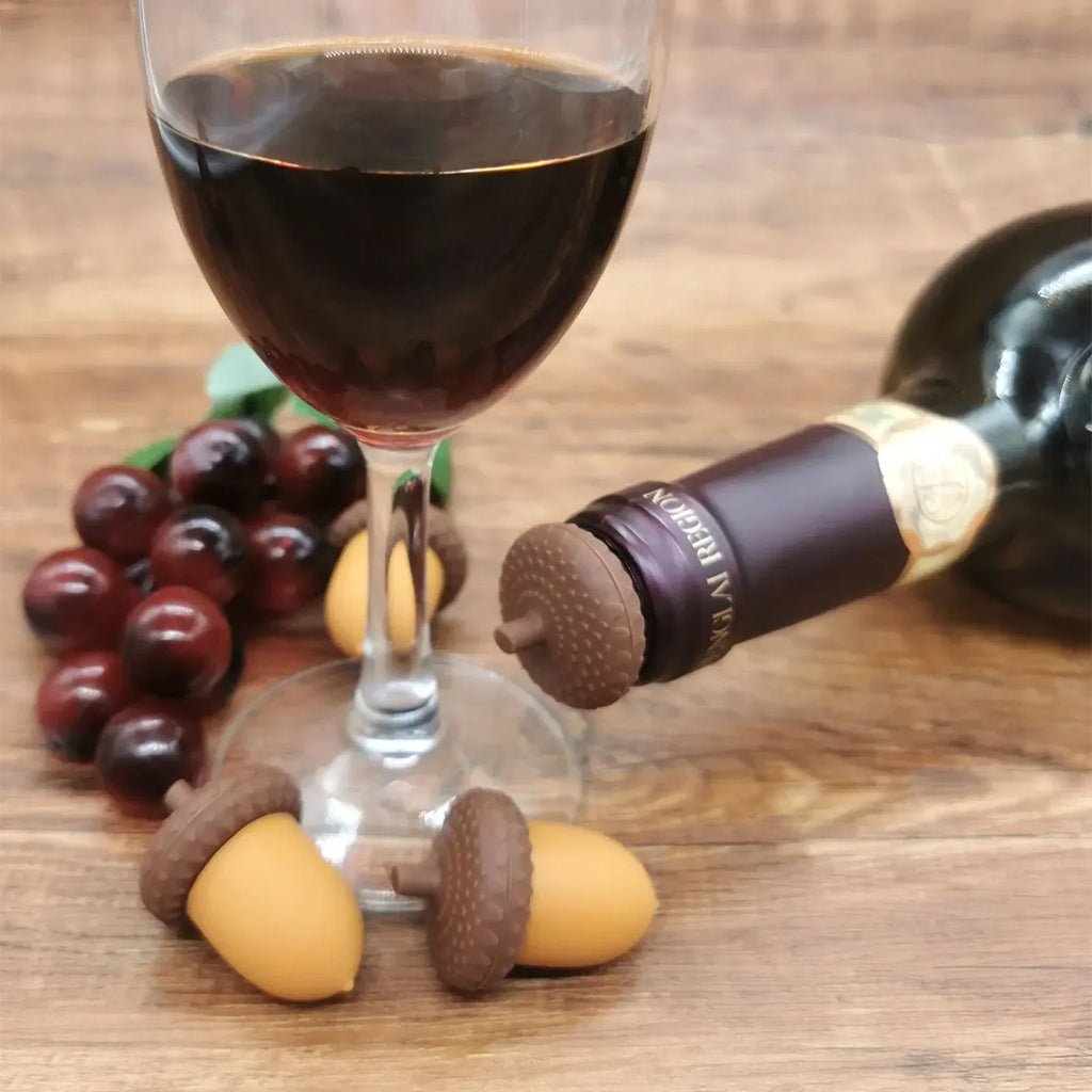 Silicone Wine Bottle Stoppers – Pinecone & Chestnut Design
