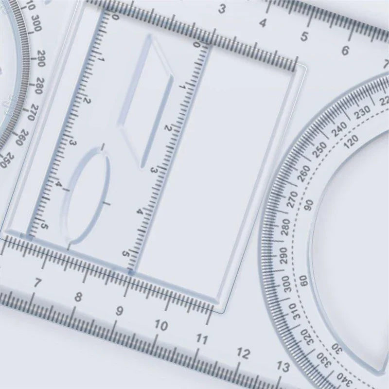 360° Multifunctional Geometric Drawing Ruler – Student Math Tool