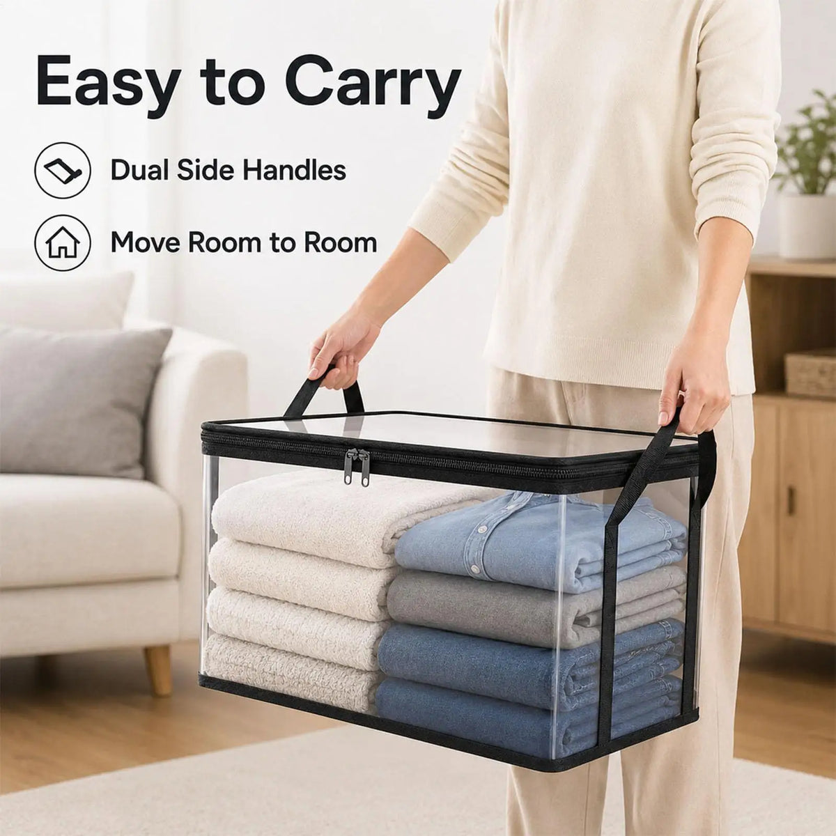 Heavy Duty Storage Bags Handles Foldable Packing Tote Travel Moving