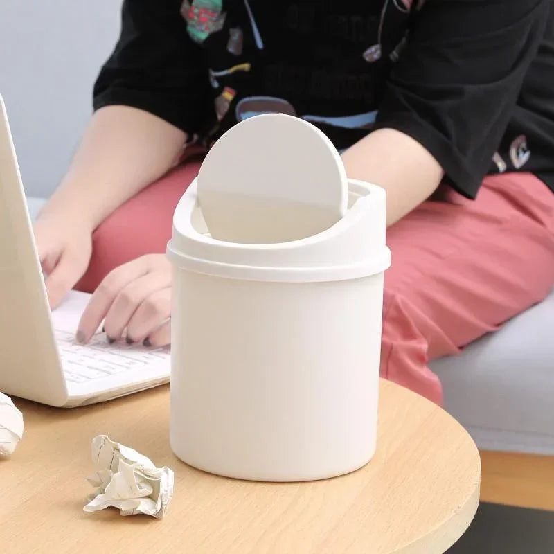 Mini Desktop Trash Can with Lid | Small Desk Waste Bin