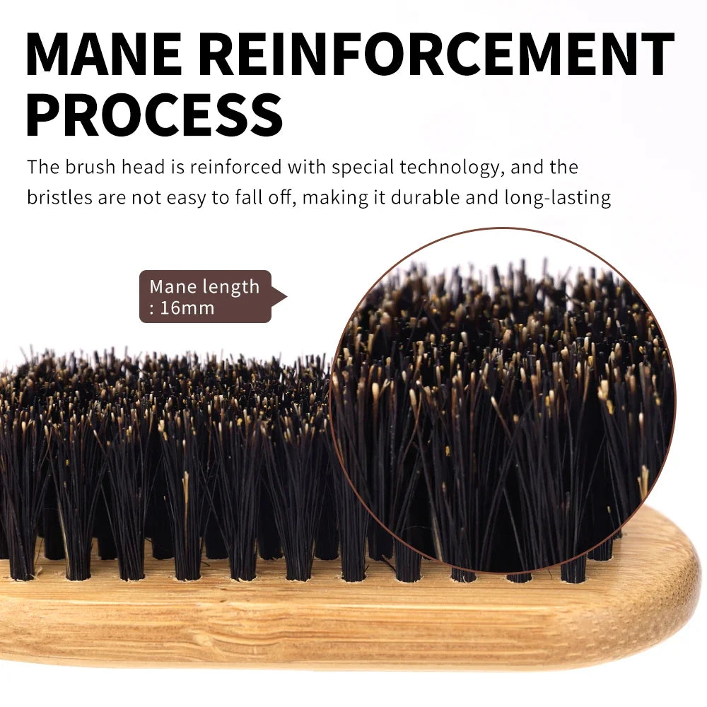 Boar Bristle Beard Brush with Wooden Handle | Men's Grooming