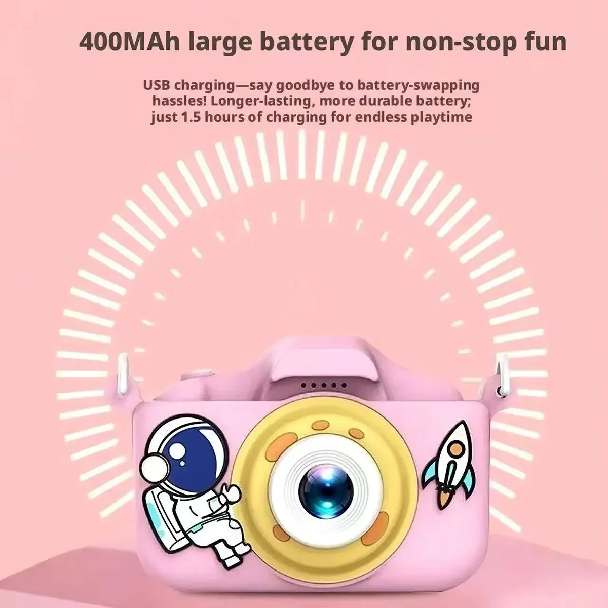 Kids HD Dual Lens 1080P Camera Toy with Games & Music