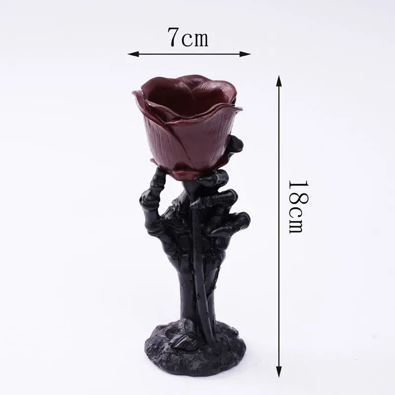 Halloween Skeleton Hand Rose Candlestick Decoration Resin Home Retro