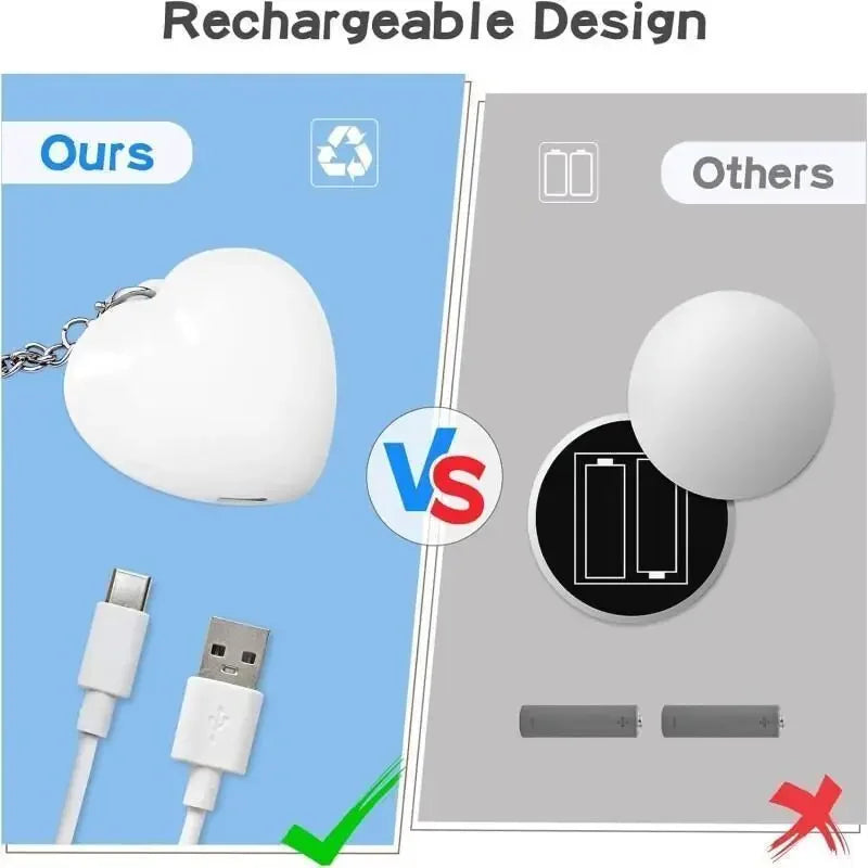 USB Rechargeable Heart Keychain Night Light | Bag & Purse LED