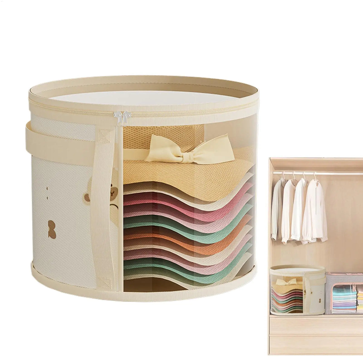 Hat Organizer Stackable Dust-proof Container Bag Travel Round Closet