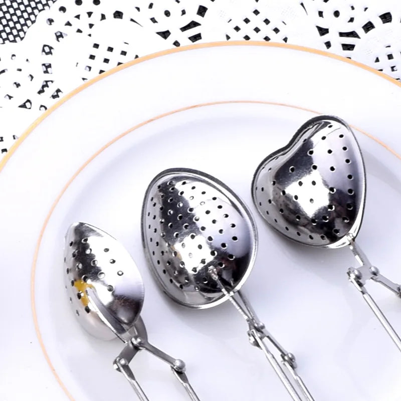 Stainless Steel Heart-shaped Tea Tongs Infuser Strainer Accessories