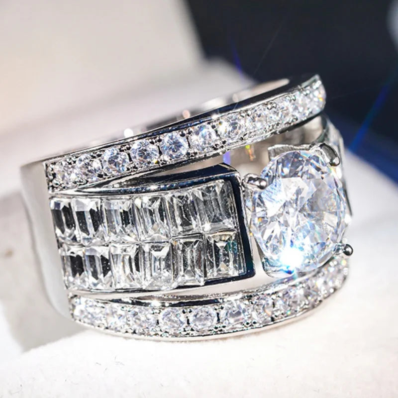 Huitan Cubic Zirconia Wedding Band Ring – Bridal Jewelry