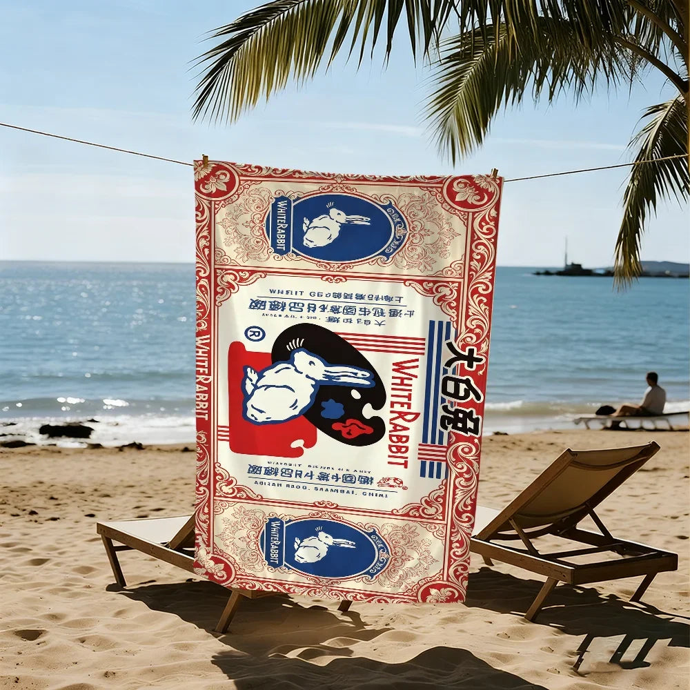 Cute Rabbit Quick-Dry Beach Towel | Soft Microfiber Pool Towel