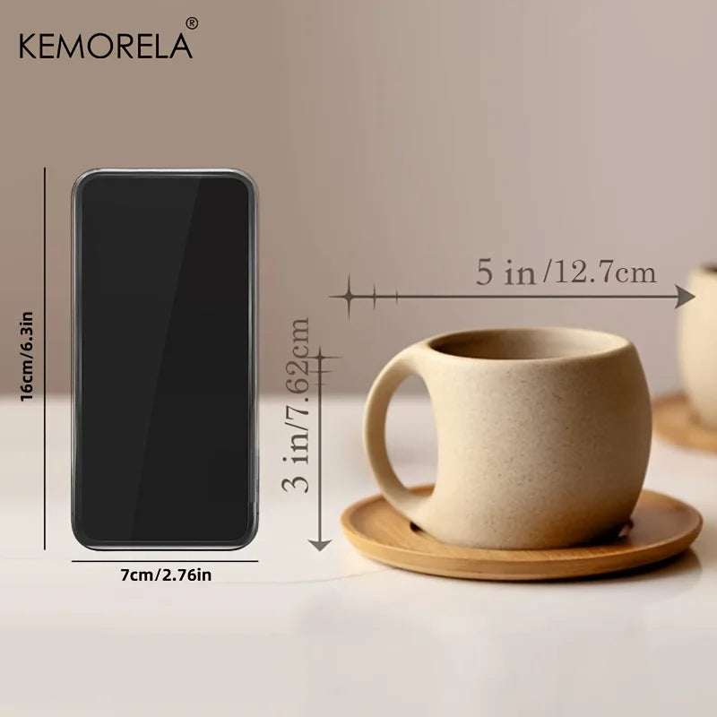 KEMORELA Ceramic Coffee Cup & Saucer 220ml | Elegant Mug