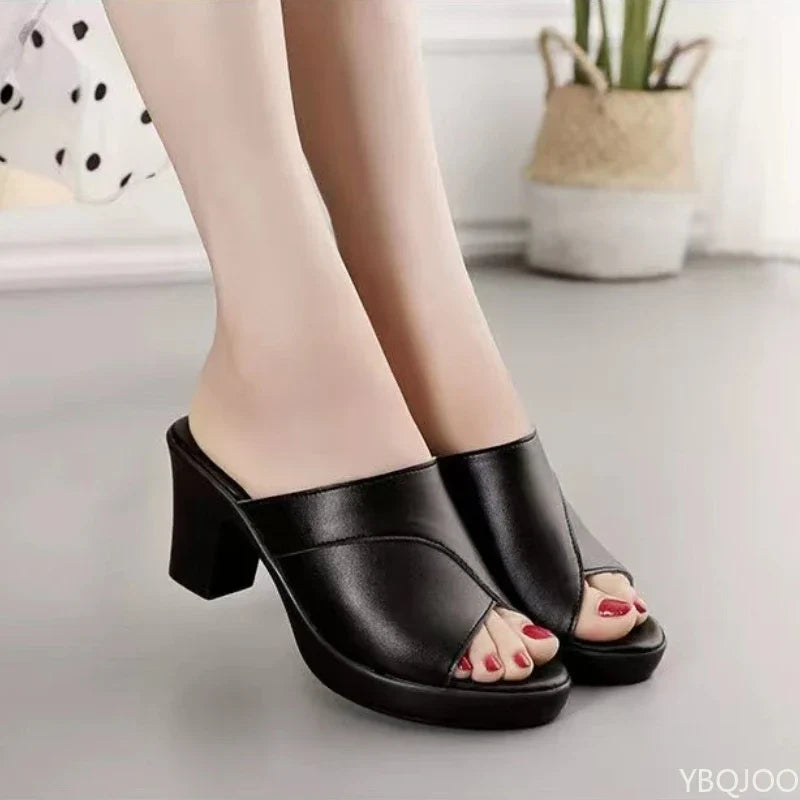Women's Wedge Heel Peep Toe Slippers – PU Summer Sandals