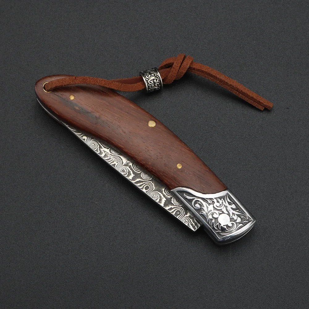 Damascus Steel Folding Knife – XUAN FENG Outdoor Pocket Knife
