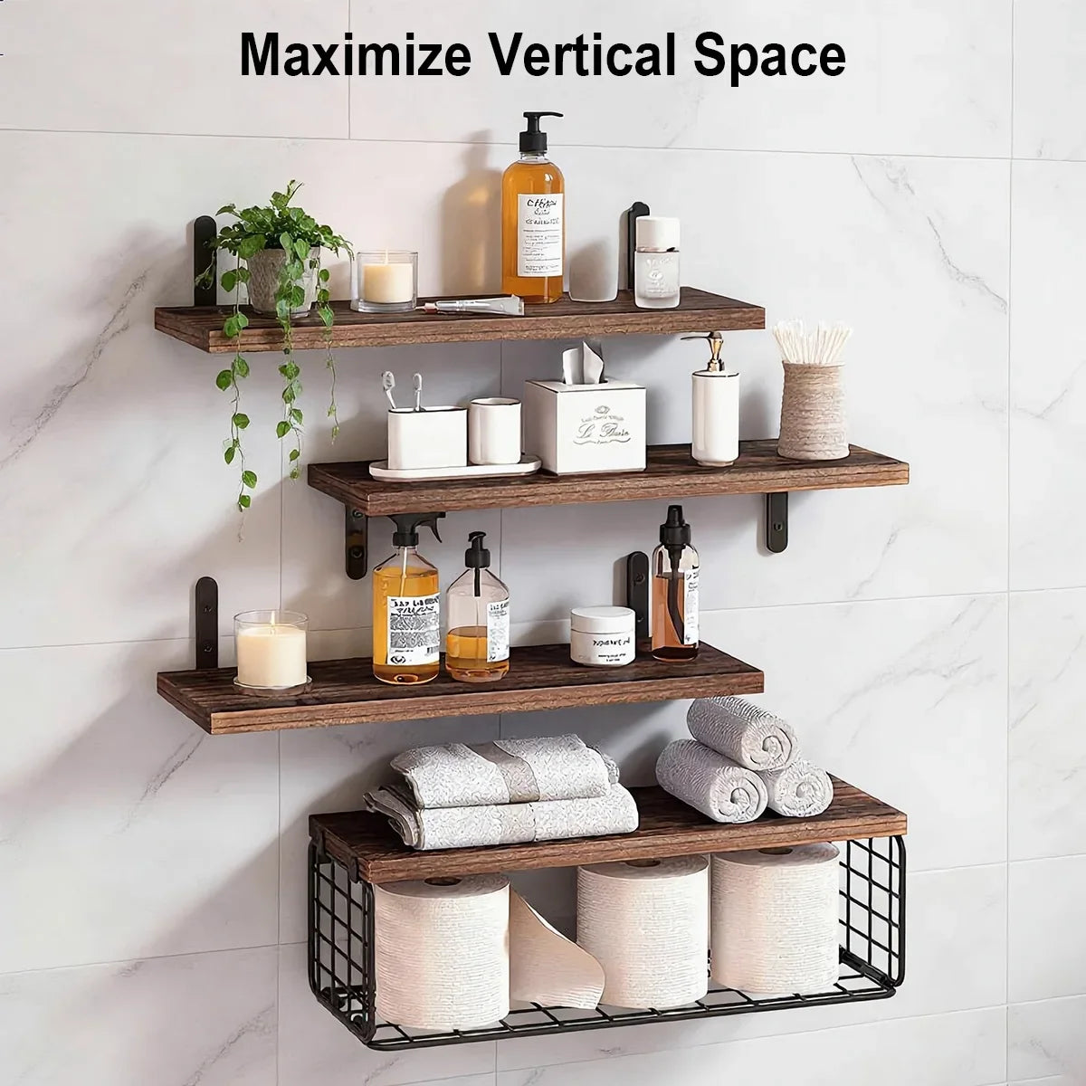 Bathroom Shelves Over Toilet Storage Basket Floating Wall Shelf Home