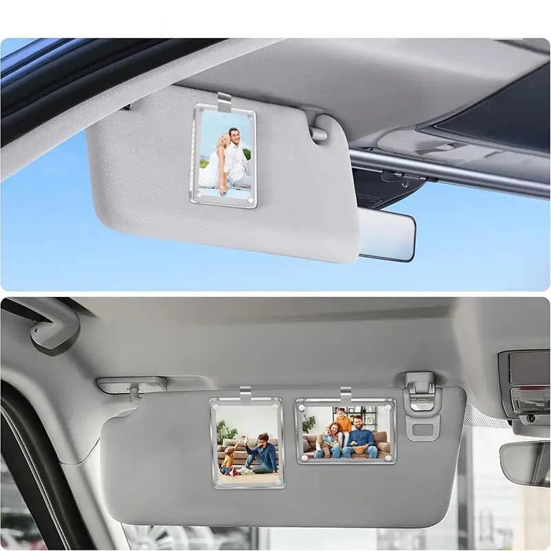 Car Sun Visor Photo Holder Magnetic Acrylic Picture Frame Clip