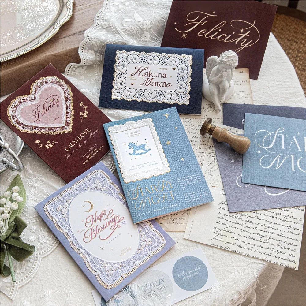 Stamping Relief Greeting Card&envelope Lace Poetry Series High-end