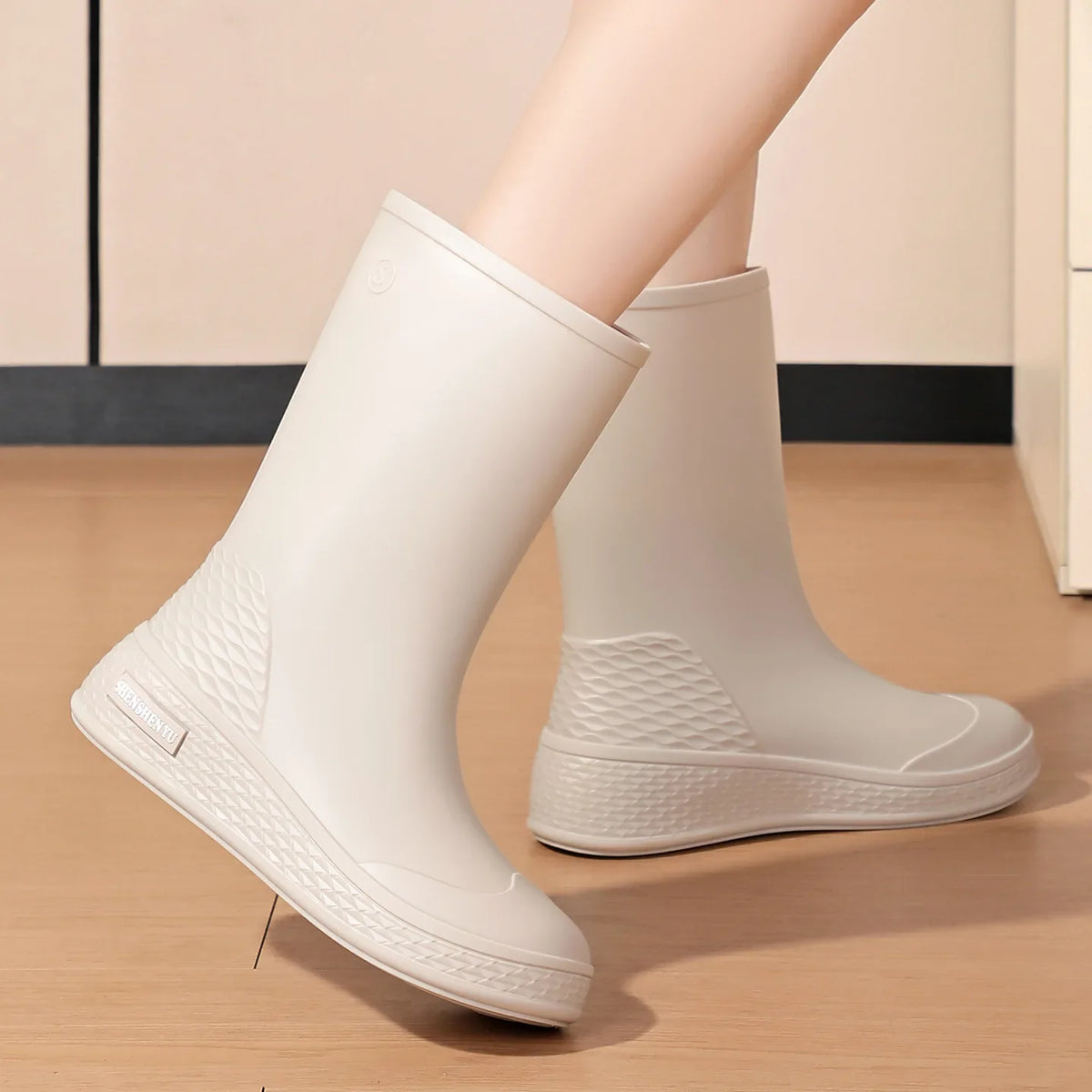 Women's Mid-Calf Rain Boots – Anti-Slip Lined Water Shoes