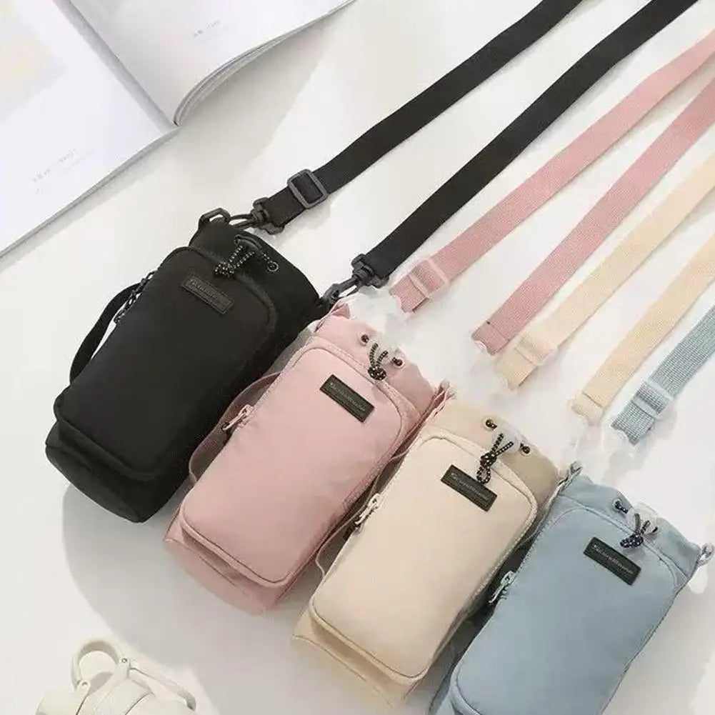 Insulated Water Bottle Sling Bag with Phone Pocket & Strap