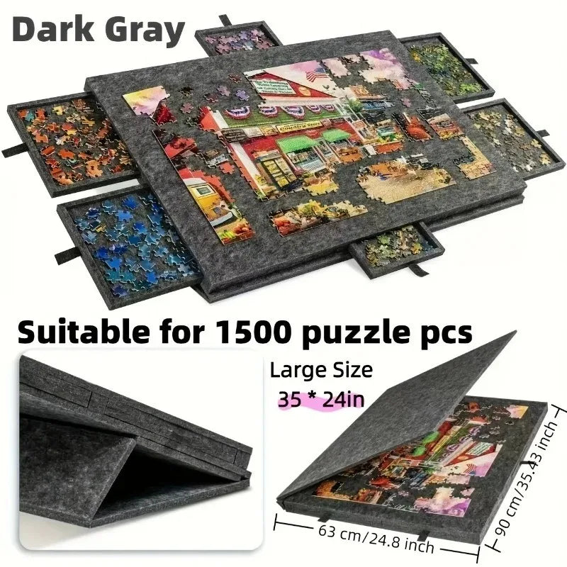 6-Drawer Jigsaw Puzzle Table Felt Board Drawers Tilting 2-in-1 Stand