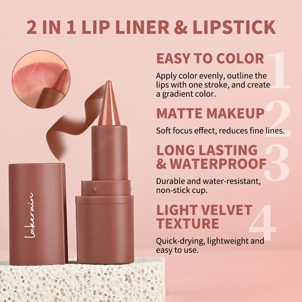 3D Lip Liner & Lip Gloss Butter Set – Hydrating Natural Finish