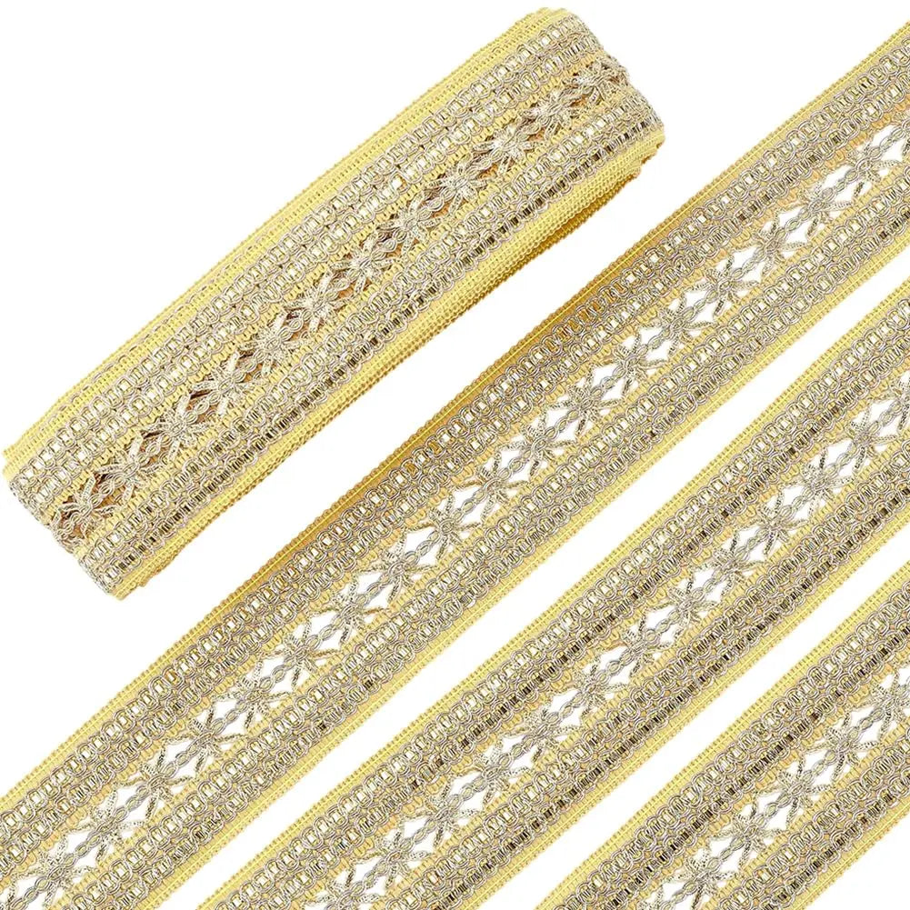 10 Yards Gold Jacquard Ethnic Ribbon Trim – 2 Inch Polyester