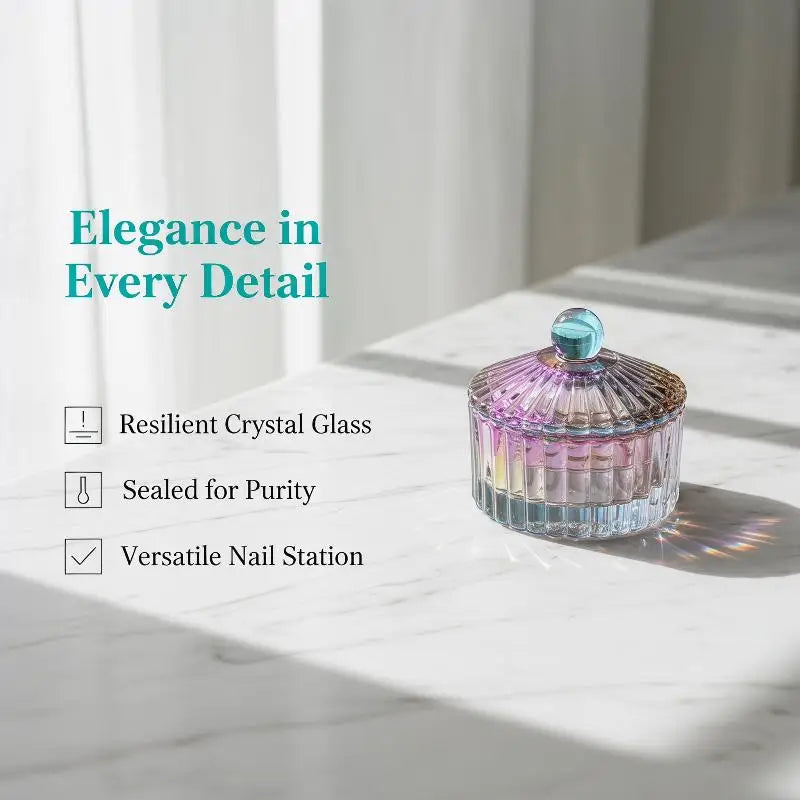 Crystal Glass Dappen Dish with Lid | Nail Art Acrylic Mixing Bowl