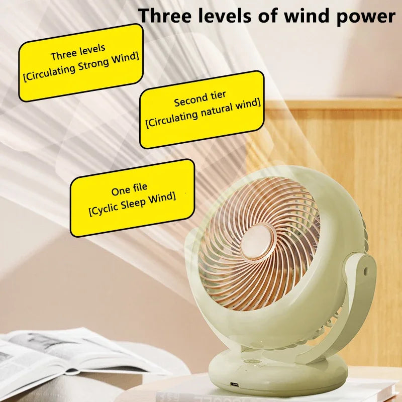 Mini Portable Rechargeable Desktop Fan – Quiet & Wireless