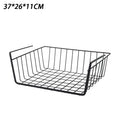 No-Drill Under-Table Hanging Iron Storage Basket & Shelf