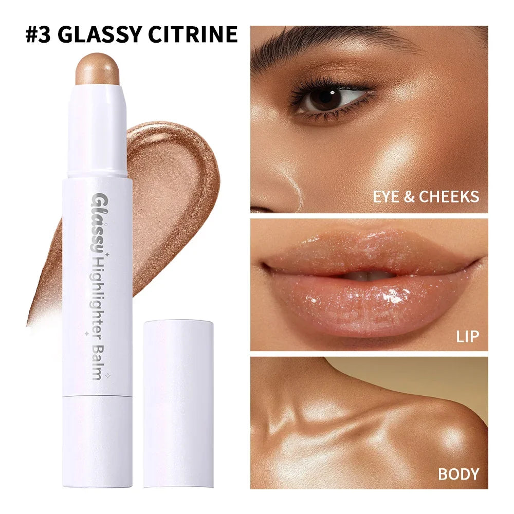 Glassy Highlighter Balm Stick – Buildable Glow for Face & Body