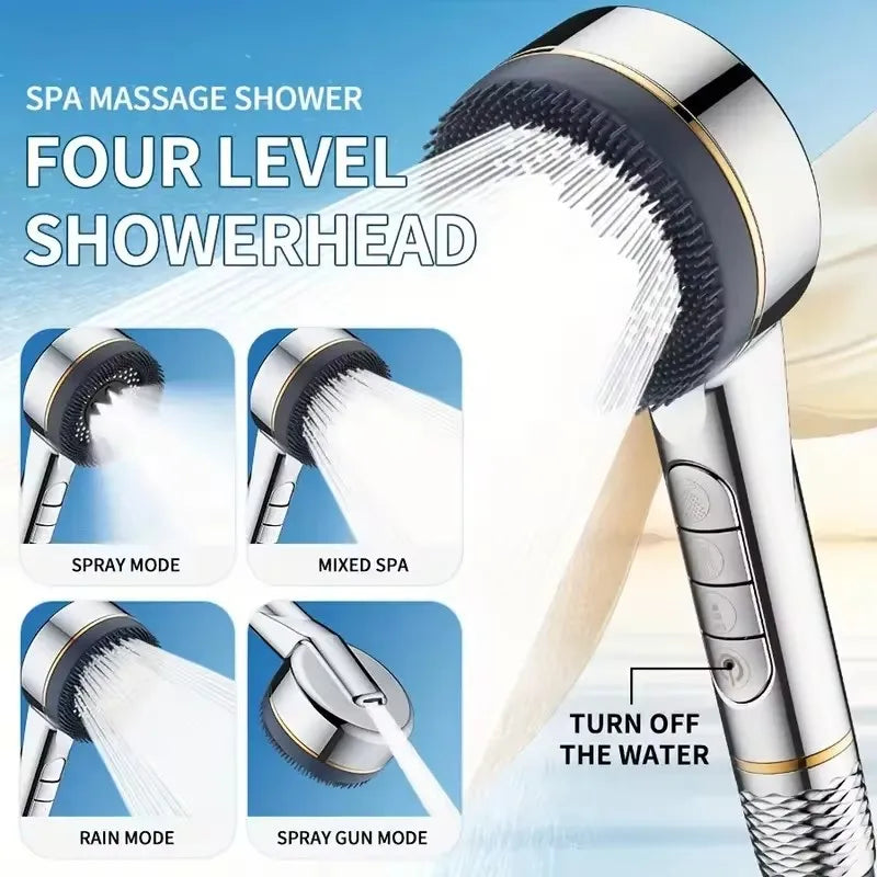 4-Mode Handheld Filter Shower Head – High Pressure & Water Saving