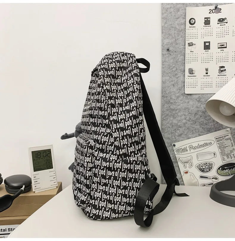 Unisex Words Print Backpack – Large School & Travel Daypack