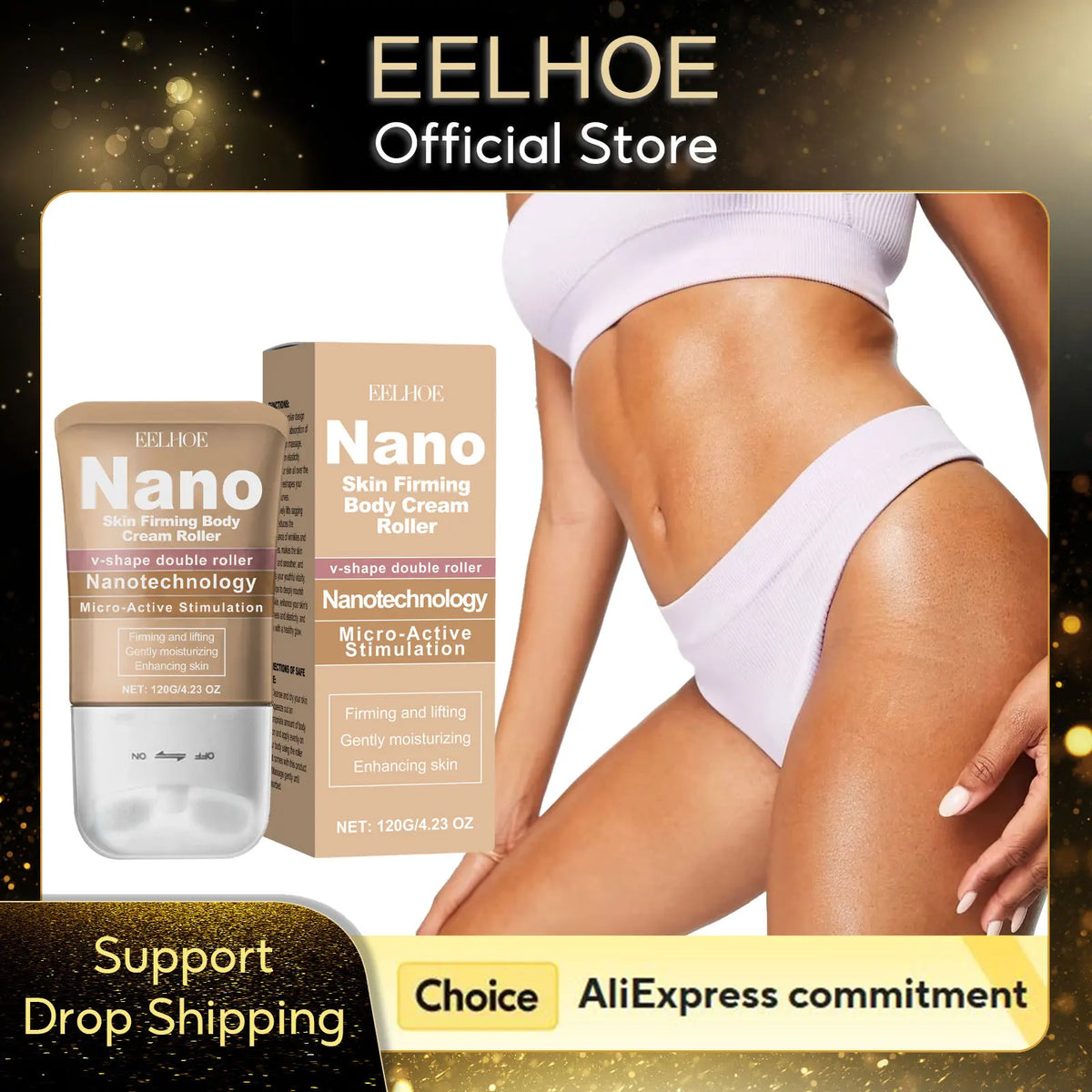 EELHOE Bee Venom Firming Body Cream Roller + Vitamin E 120g