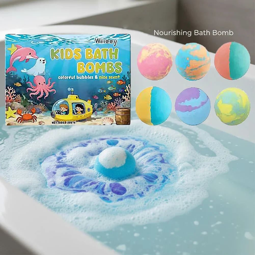 Kids Colorful Bath Bombs Gift Set – 6-Pack Fizzy Spa Balls