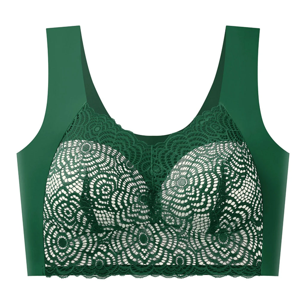 Women's Seamless Wireless Lace Bra | Wire-Free Half Cup Everyday