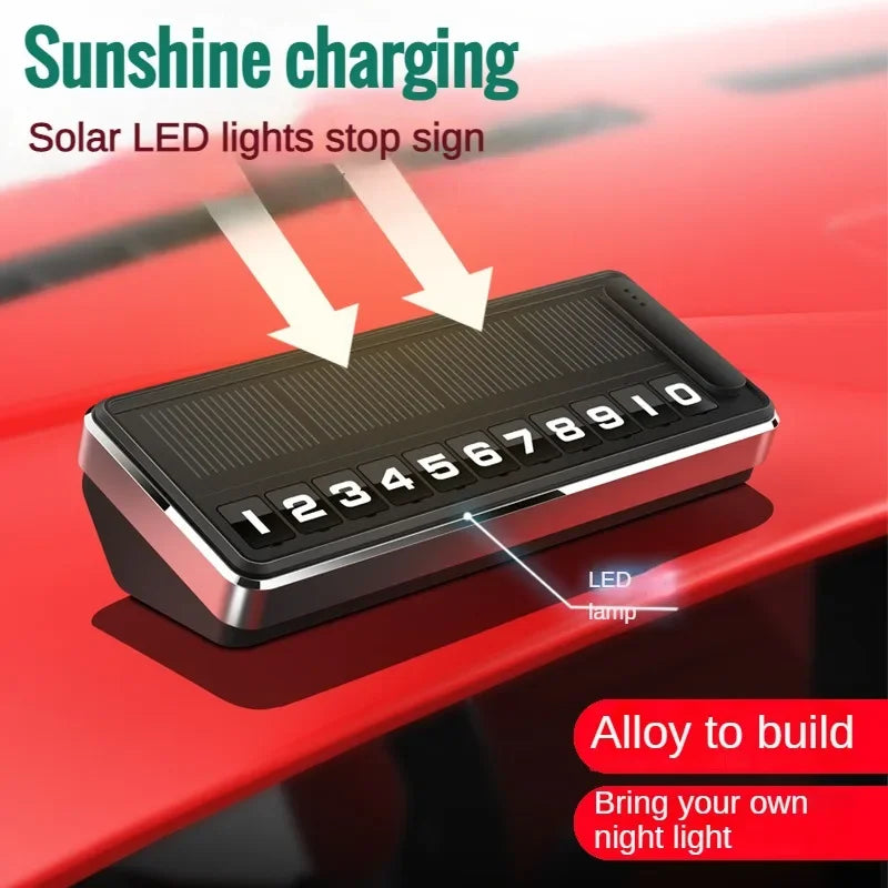 Solar LED Temporary Parking Card with Hidden Number Display